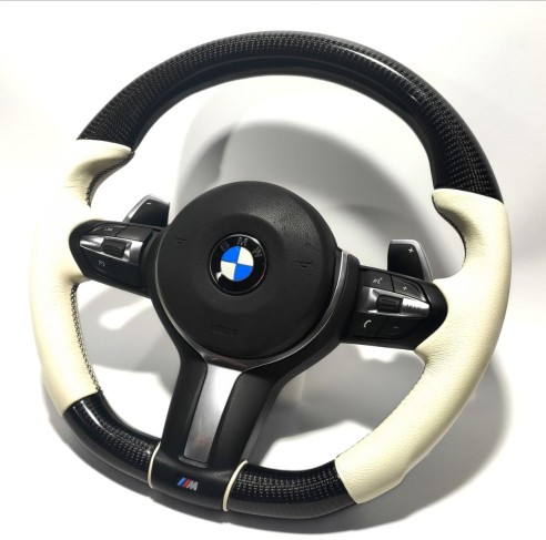 BMW F30 F15 F16 Steering Wheel Carbon White Leather