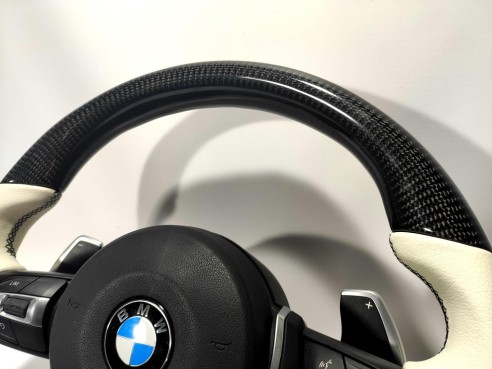 BMW F30 F15 F16 Steering Wheel Carbon White Leather