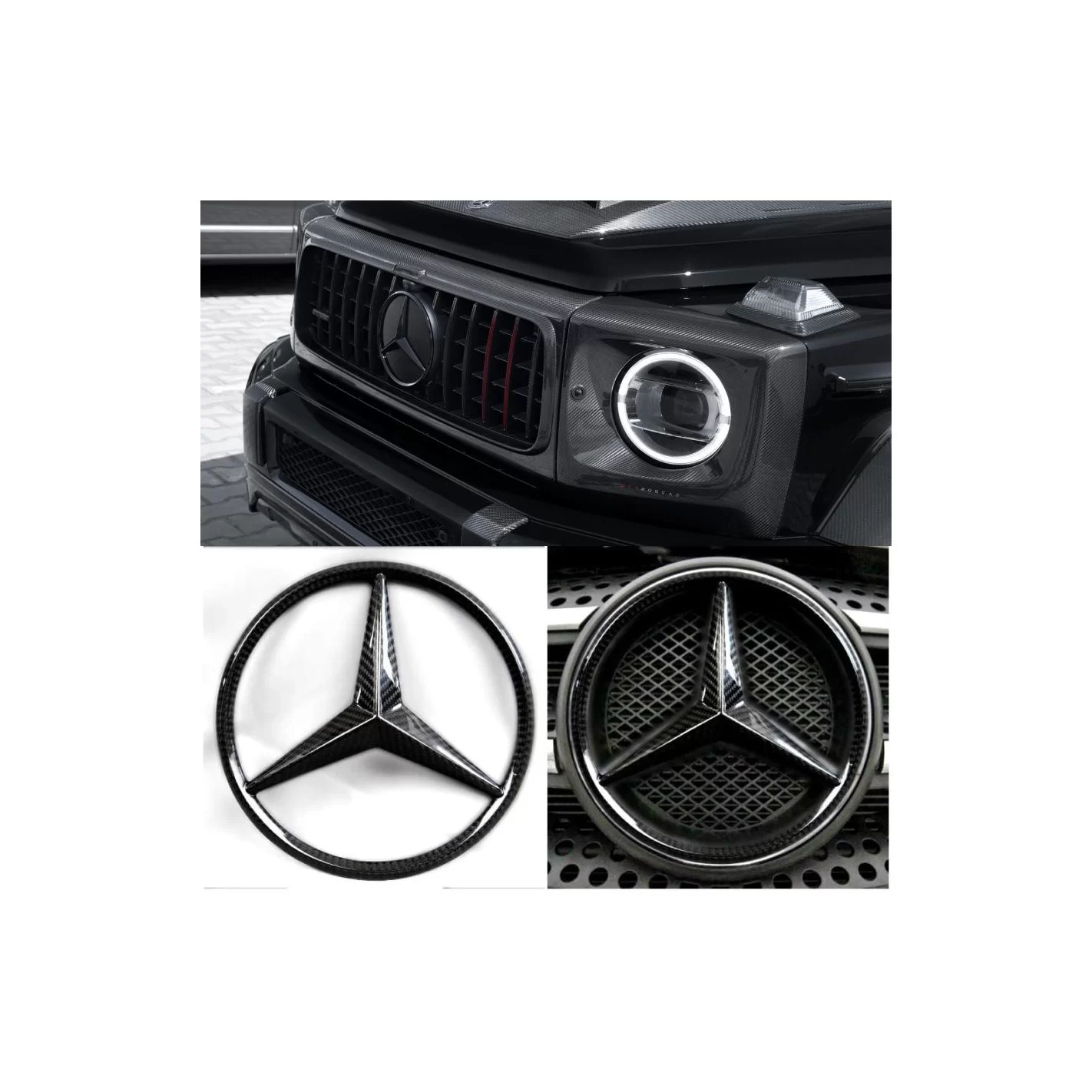 Carbon fiber front grille star badge emblems for Mercedes-Benz W463a W464 G-Class G-Wagon