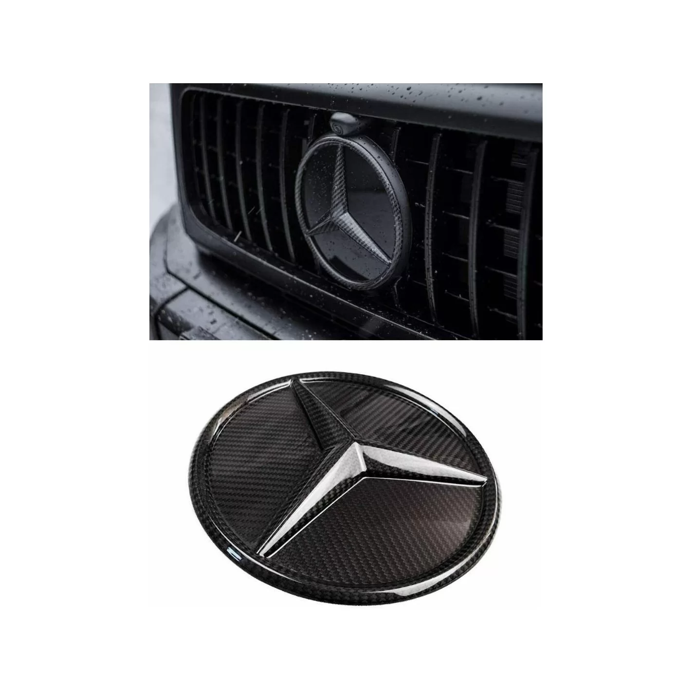 Carbon fiber front grille star solid badge logo emblem for Mercedes-Benz W463a W464 G-Class G-Wagon