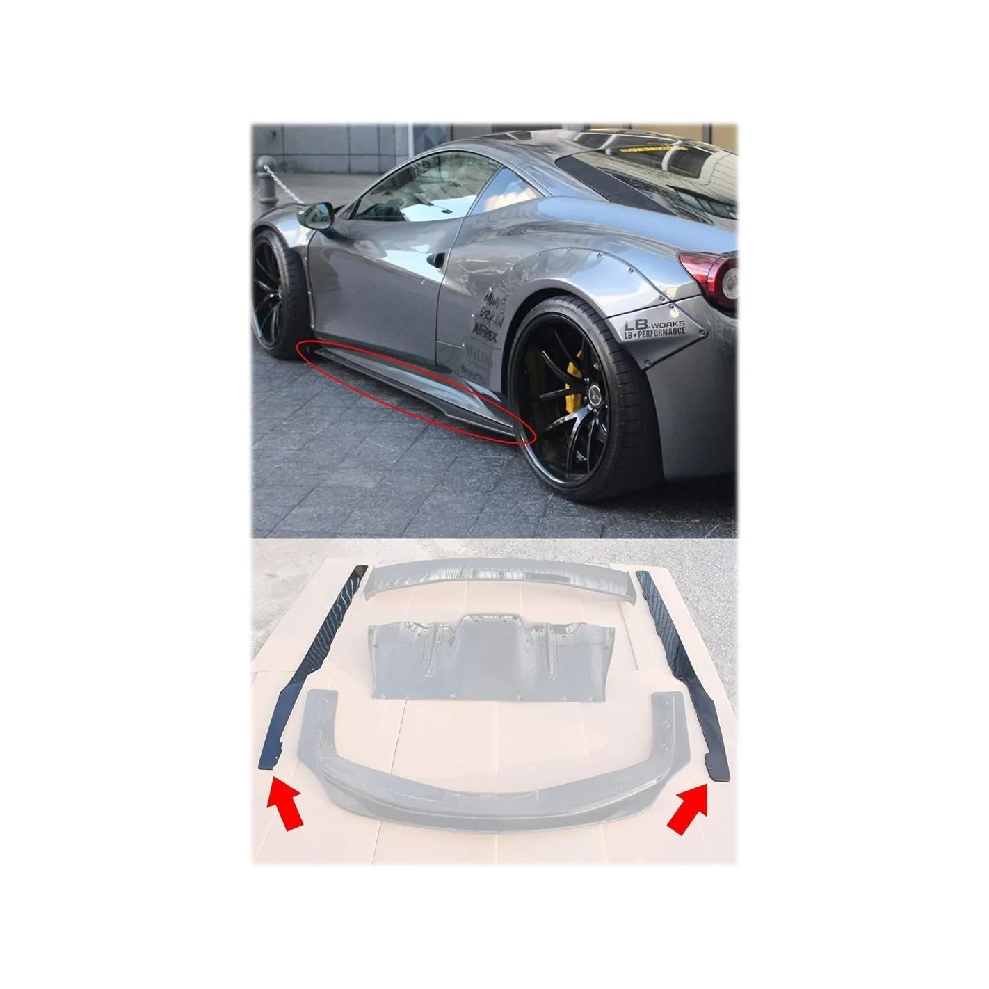 Ferrari 458 Italia Liberty Walk carbon side skirts