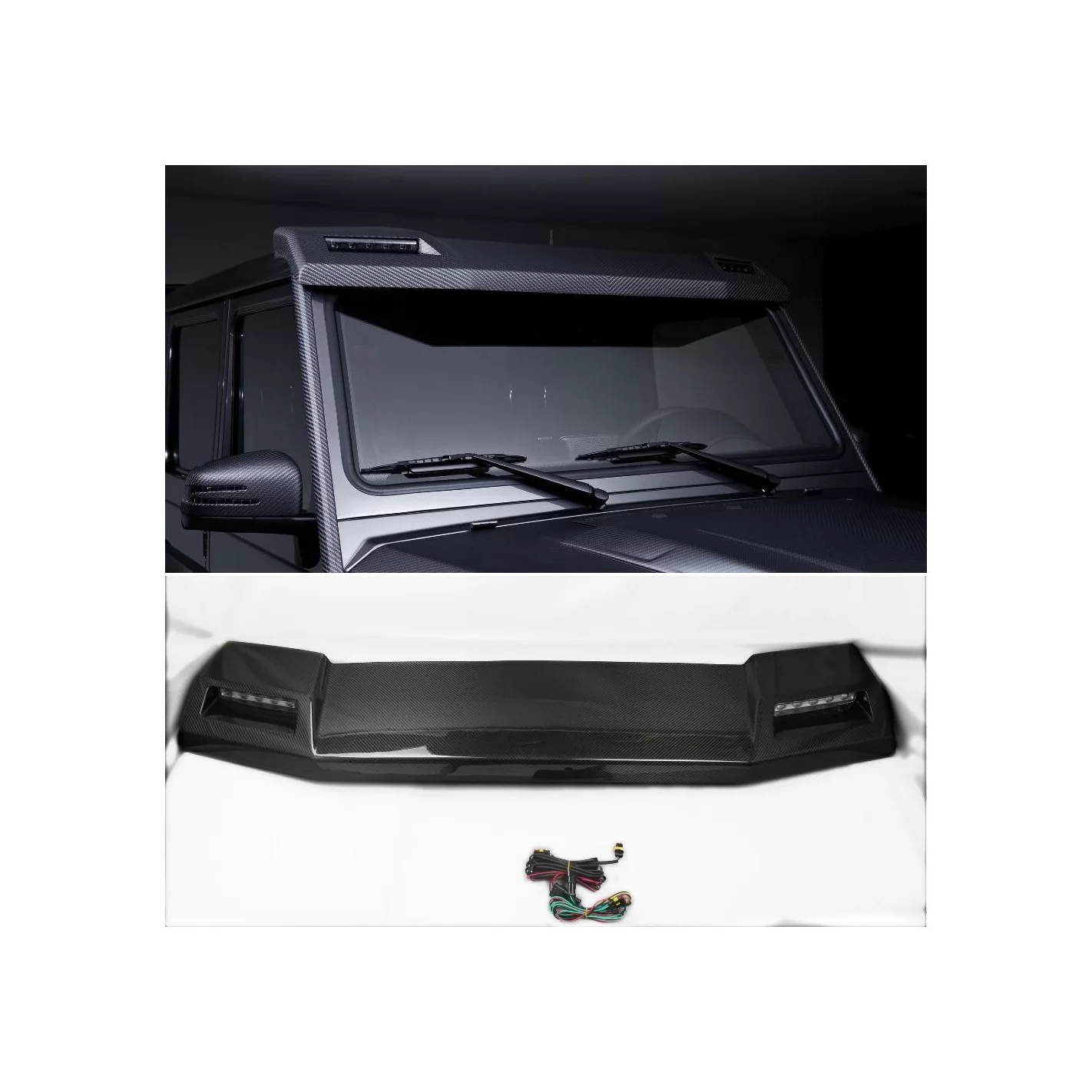 Carbon fiber front roof spoiler with LEDs for Mercedes-Benz W463 G-Wagon 4x4 6x6