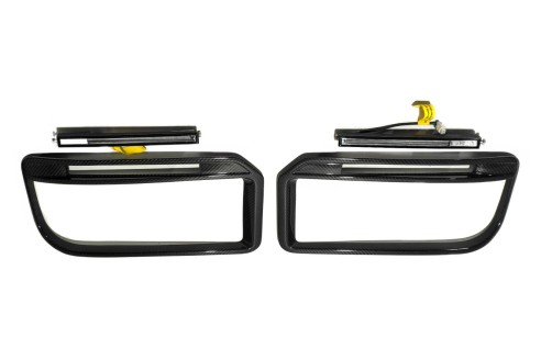 Сarbon fiber front bumper frames insertions with led lights Widestar Brabus for Mercedes-Benz W463A G…