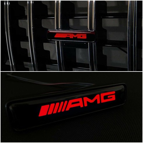 AMG Style RED Front Grille Badge Led Illuminated Logo for Mercedes-Benz cars