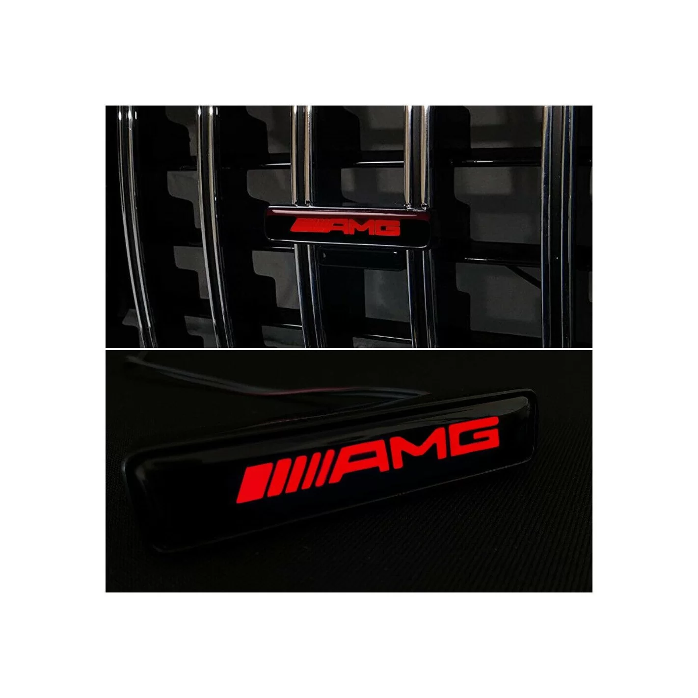 AMG Style RED Front Grille Badge Led Illuminated Logo for Mercedes-Benz cars