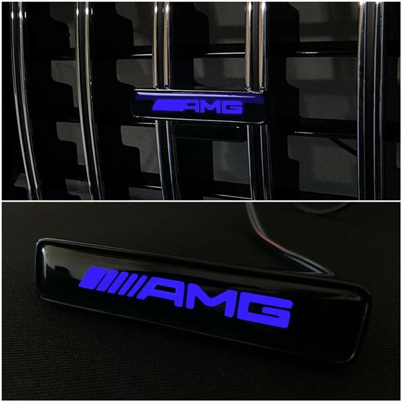 AMG Style BLUE Front Grille Badge Led Illuminated Logo for Mercedes-Benz cars