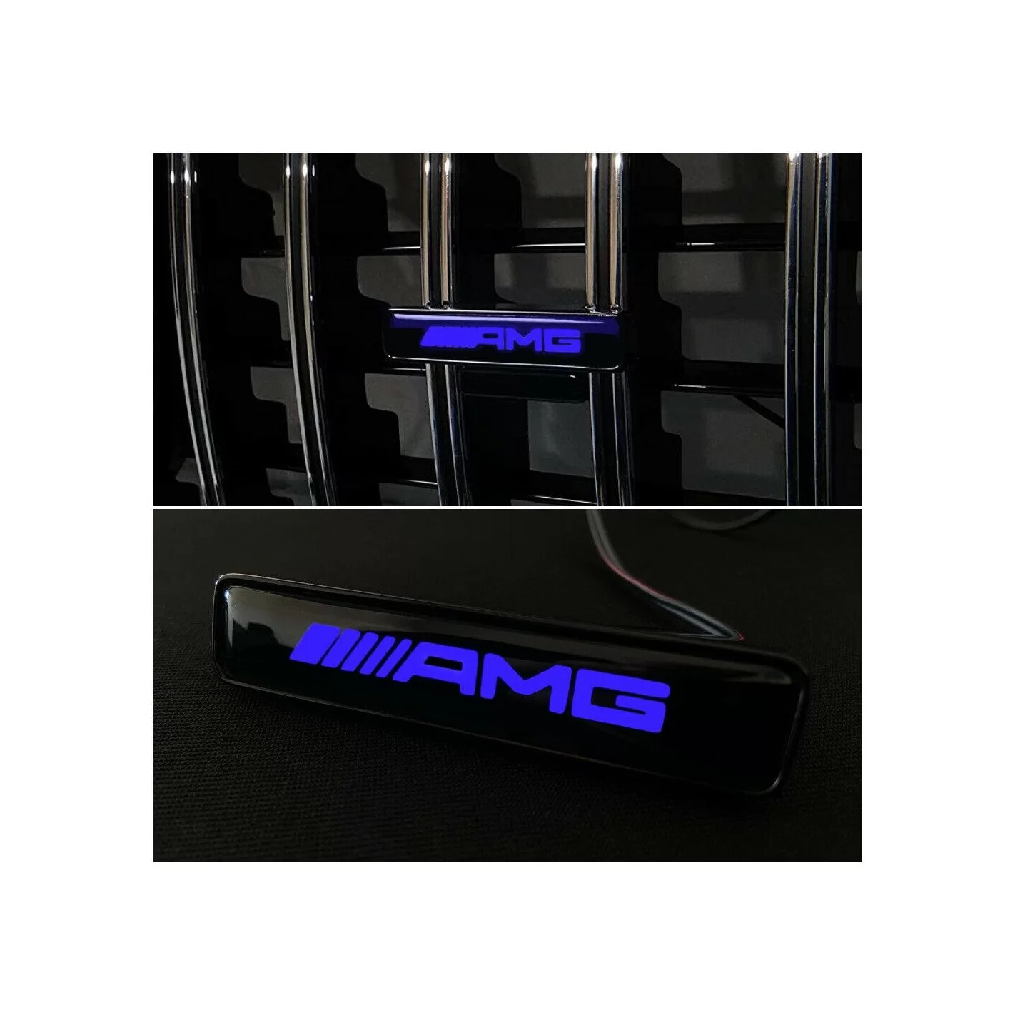 AMG Style BLUE Front Grille Badge Led Illuminated Logo for Mercedes-Benz cars