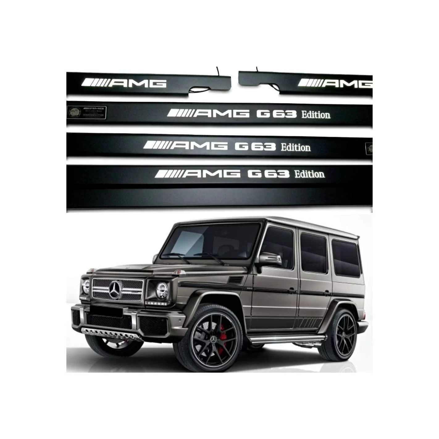 Metallic G63 AMG Edition LED Illuminated Door Sills for Mercedes-Benz G-Wagon W463