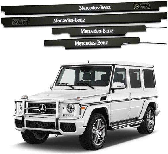 Metallic Black Matte LED Illuminated Door Sills for Mercedes-Benz G W463