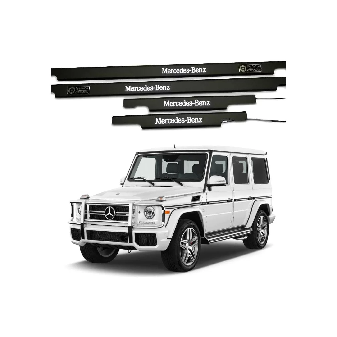 Metallic Black Matte LED Illuminated Door Sills for Mercedes-Benz G W463