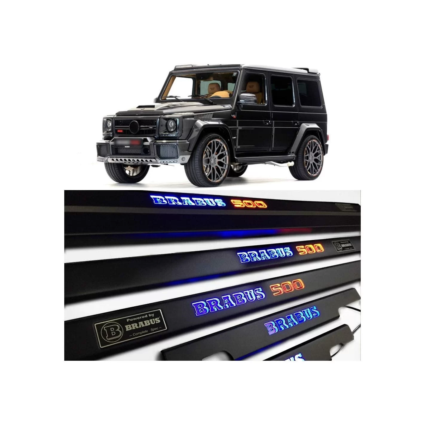 Metallic Brabus 500 LED Illuminated Door Sills for Mercedes-Benz W463