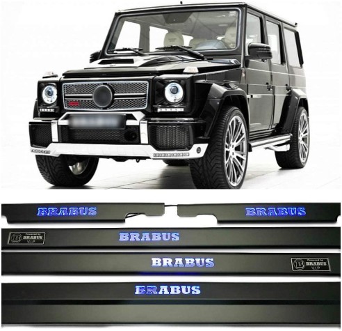 Metallic Brabus Black Matte LED Illuminated Door Sills for Mercedes-Benz W463