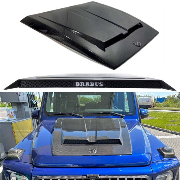 Carbon fiber Brabus hood scoop + badge for Mercedes Benz W463A G-Class G-Wagon