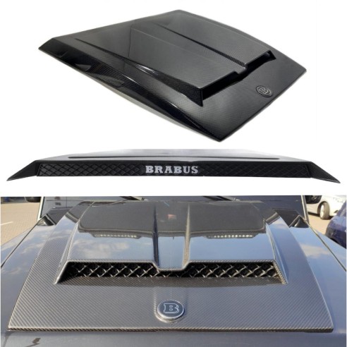 Carbon fiber Brabus hood scoop + badge for Mercedes Benz W463A G-Class G-Wagon