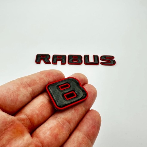 Brabus ROCKET style emblem logo red metallic with carbon for Mercedes-Benz W463A W464 G-Class