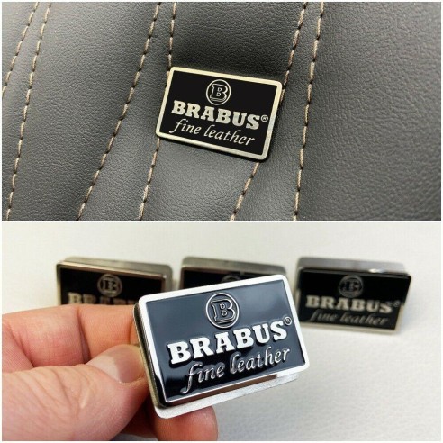 Metallic Brabus Fine Leather black seats emblems badges logos set for Mercedes-Benz W463 G-Class