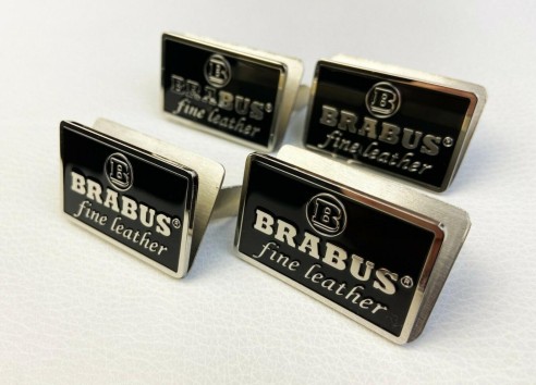 Metallic Brabus Fine Leather black seats emblems badges logos set for Mercedes-Benz W463 G-Class