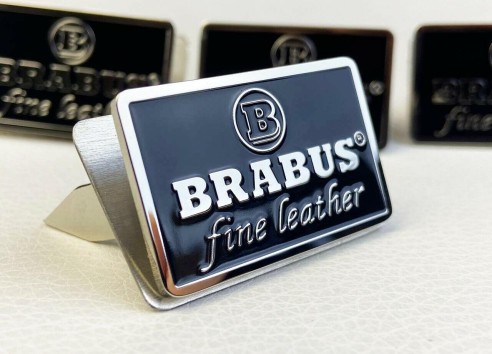 Metallic Brabus Fine Leather black seats emblems badges logos set for Mercedes-Benz W463 G-Class