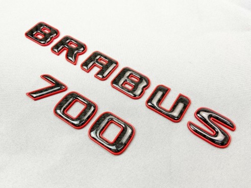 Brabus 700 emblem logo red metallic with carbon for Mercedes-Benz W463A W464 G-Class