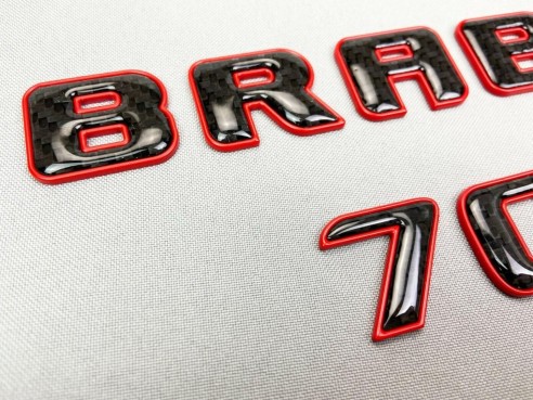 Brabus 700 emblem logo red metallic with carbon for Mercedes-Benz W463A W464 G-Class