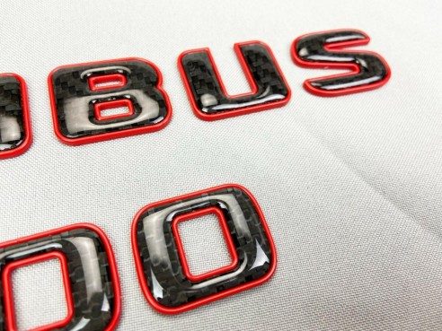 Brabus 700 emblem logo red metallic with carbon for Mercedes-Benz W463A W464 G-Class