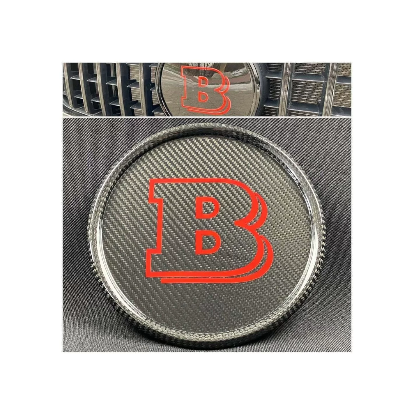 Carbon fiber Brabus front grille badge for Mercedes-Benz G-Wagon G-Class W463a W464