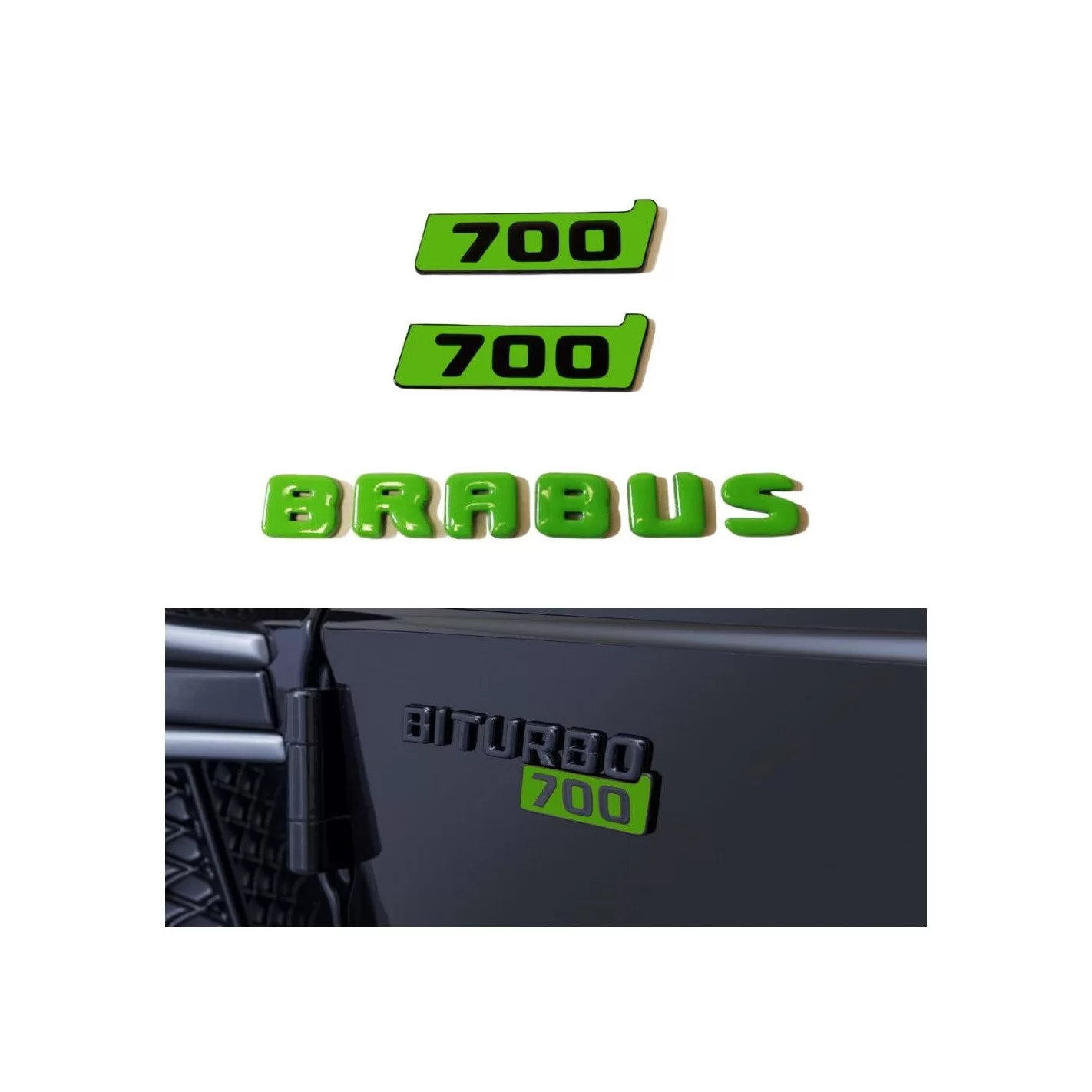 Metallic Brabus Biturbo 700 green fenders emblem logo badges for Mercedes-Benz W463A W464 G-Class