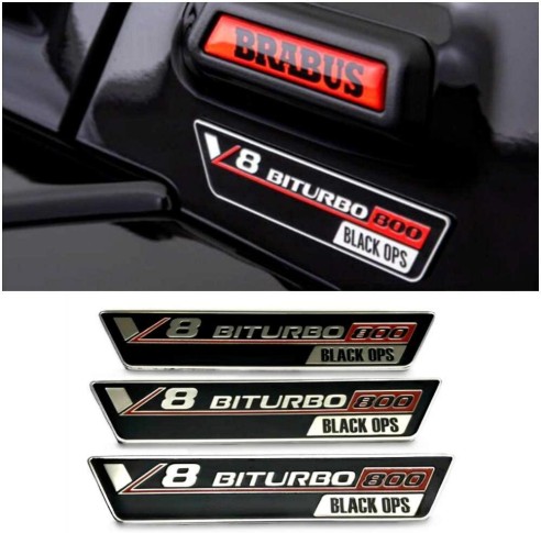 Metallic Brabus V8 Biturbo 800 Black OPS badges for Mercedes-Benz W463A W464 G-Class