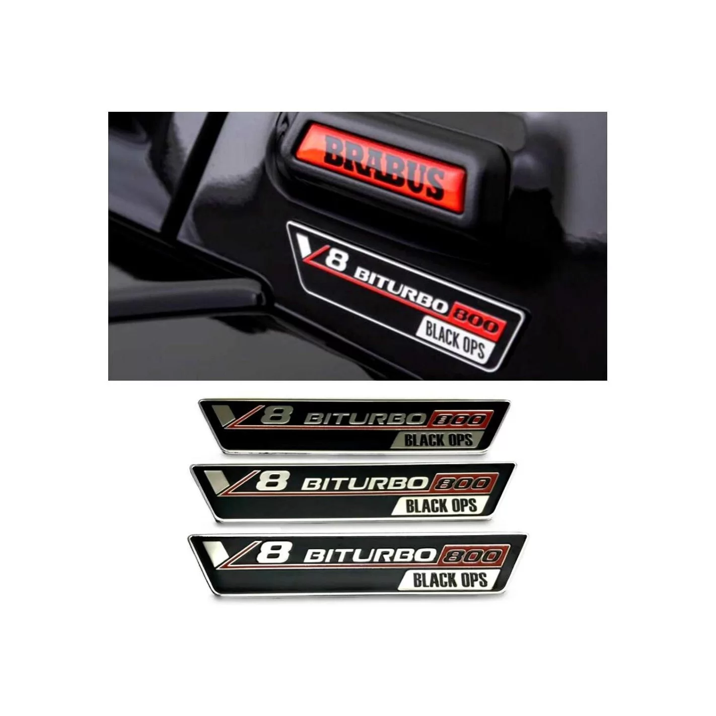 Metallic Brabus V8 Biturbo 800 Black OPS badges for Mercedes-Benz W463A W464 G-Class