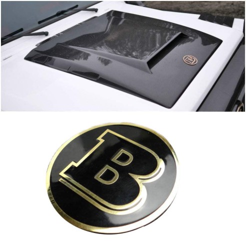 Brabus style hood scoop bonnet unique golden badge logo emblem for Mercedes-Benz W463 G-class 57mm