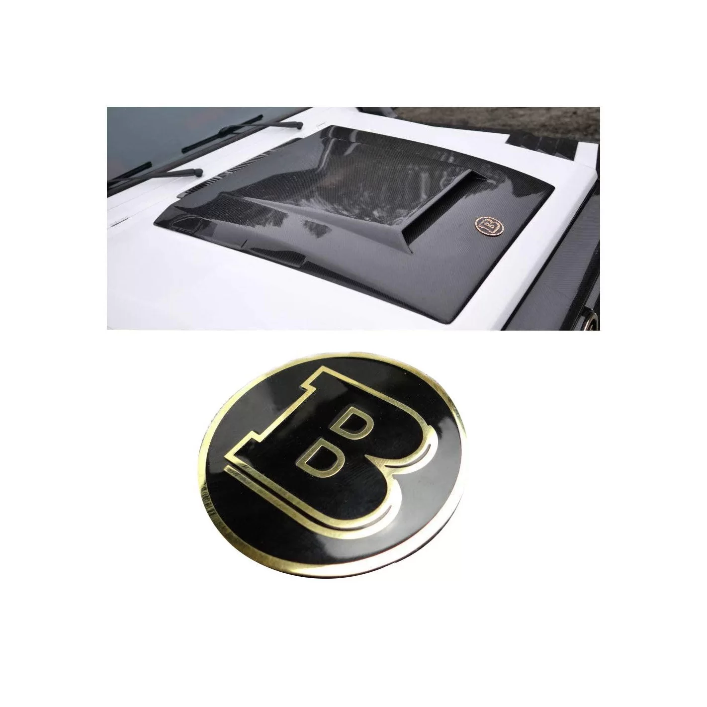 Brabus style hood scoop bonnet unique golden badge logo emblem for Mercedes-Benz W463 G-class 57mm