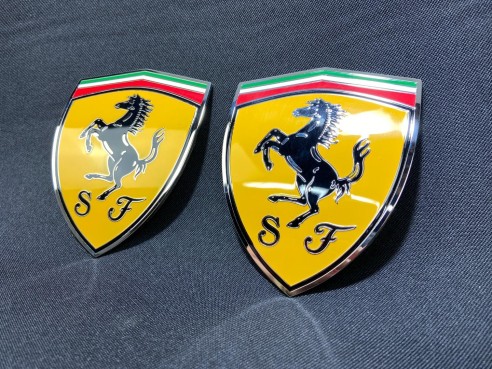 for Ferrari 360 Modena Yellow side pillar Metallic Emblems Badges set 65921900