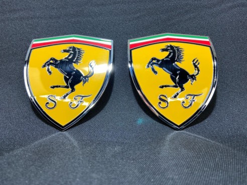 for Ferrari 360 Modena Yellow side pillar Metallic Emblems Badges set 65921900