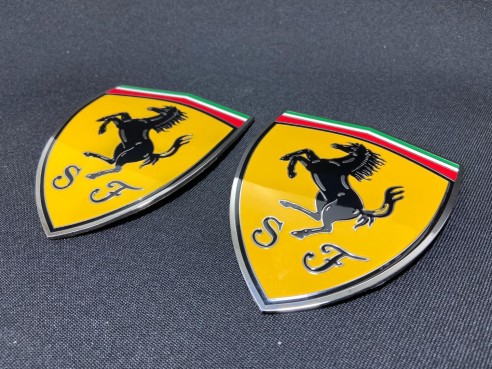 for Ferrari 360 Modena Yellow side pillar Metallic Emblems Badges set 65921900