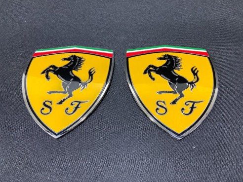 for Ferrari 360 Modena Yellow side pillar Metallic Emblems Badges set 65921900