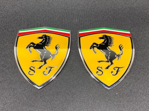 for Ferrari 360 Modena Yellow side pillar Metallic Emblems Badges set 65921900