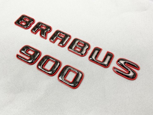 Brabus 900 emblem logo red metallic with carbon for Mercedes-Benz W463A W464 G-Class