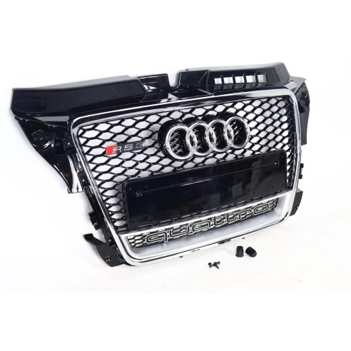 Grille Audi A3 2008-2012, style RS3 chrome QUATTRO