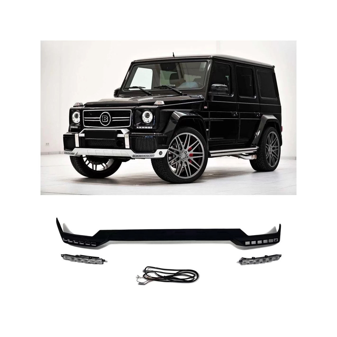  - G Class W463 - Fiberglass front AMG bumper lip spoiler with 6 LEDs for Mercedes-Benz G-Class W463 - 1 - Fiberglass front AMG 