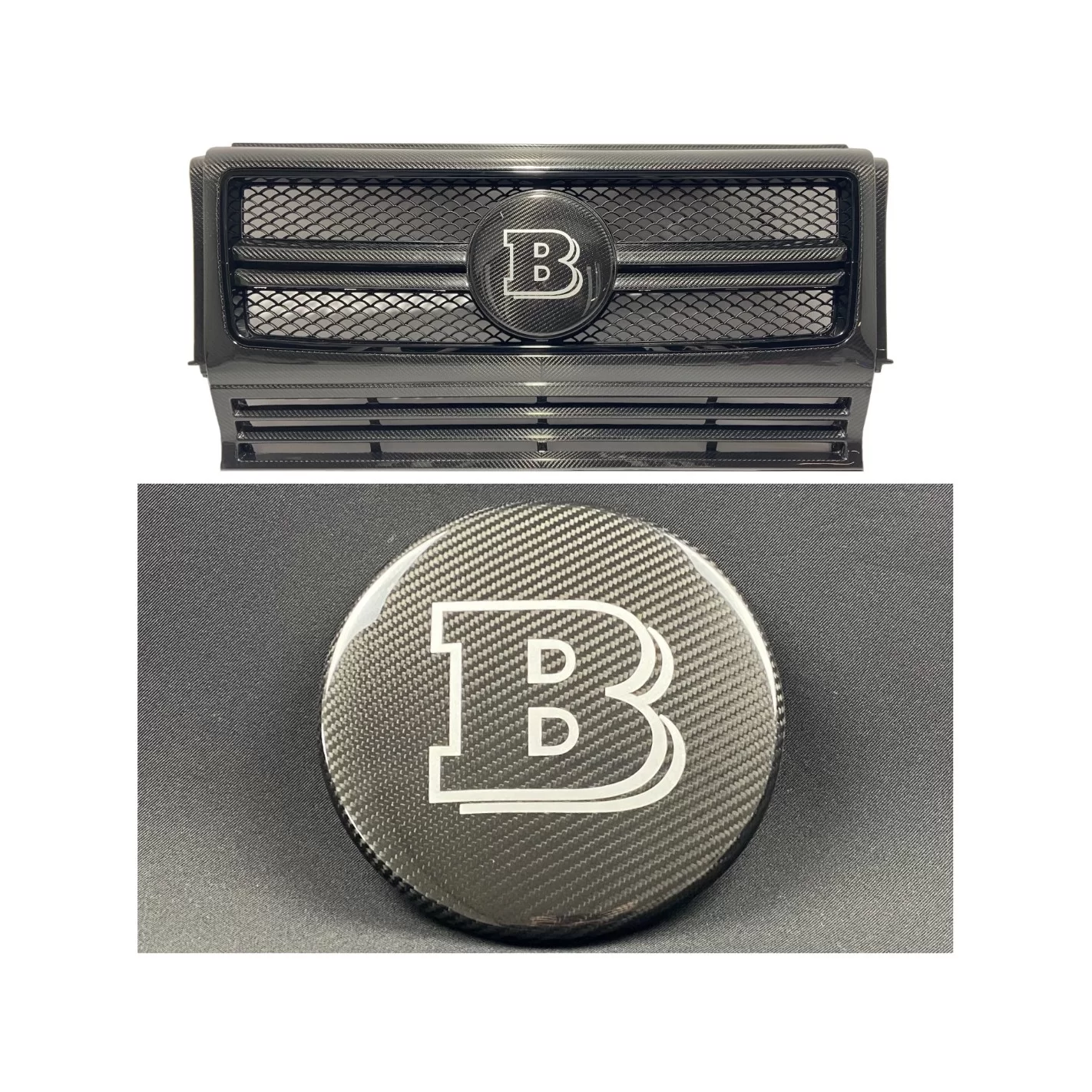 Carbon fiber front grille grey badge emblem logo Brabus for Mercedes-Benz G-Wagon G-Class W463