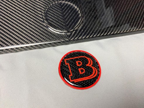 2-component red metallic carbon Brabus badge logo emblem 53mm for hood trunk Mercedes-Benz G-Wagon G-Class…