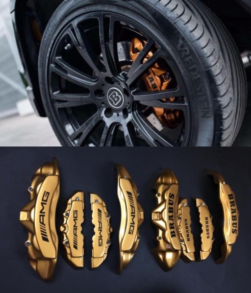 Fiberglass gold Brabus style brake caliper covers for Mercedes-Benz G-Class W463