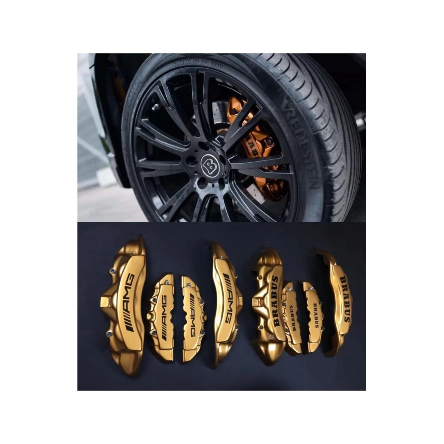 Fiberglass gold Brabus style brake caliper covers for Mercedes-Benz G-Class W463