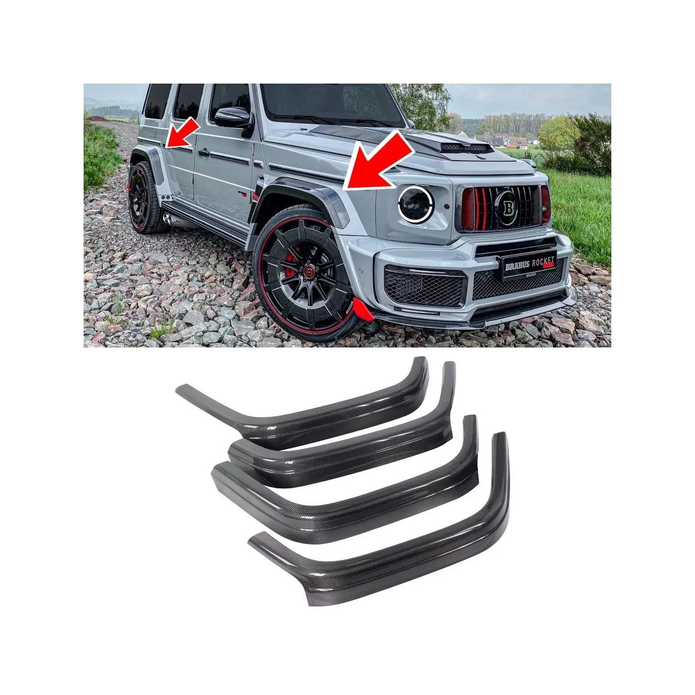 Carbon fiber fender flares extensions covers Brabus G900 Rocket style for Mercedes-Benz G-Class W463A