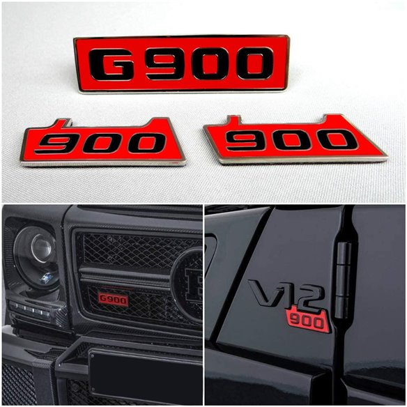 Metallic Brabus G900 style fenders emblem logo badges for Mercedes-Benz W463 G-Class 3pcs