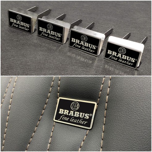 Metallic Brabus fine leather seat badges set black for Mercedes-Benz W463 G-Class