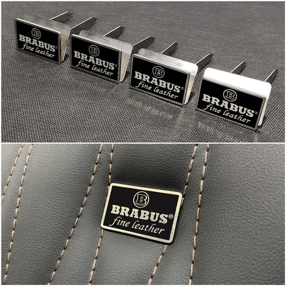 Metallic Brabus fine leather seat badges set black for Mercedes-Benz W463 G-Class