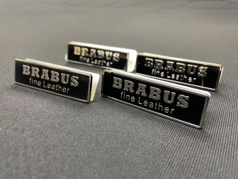 Metallic Brabus fine leather seat badges set black for Mercedes-Benz W463 G-Class