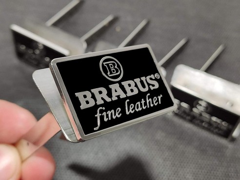 Metallic Brabus fine leather seat badges set black for Mercedes-Benz W463 G-Class