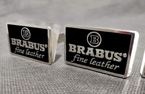 Metallic Brabus fine leather seat badges set black for Mercedes-Benz W463 G-Class